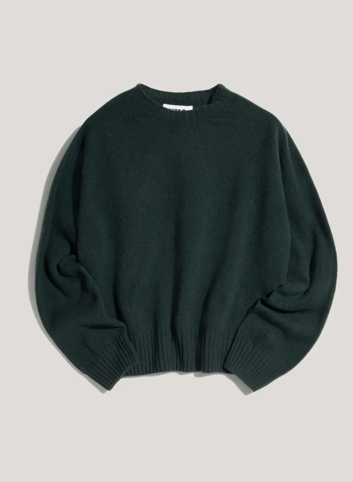 YMC Jets Crew Neck Jumper Dark Green Womens Knitwear