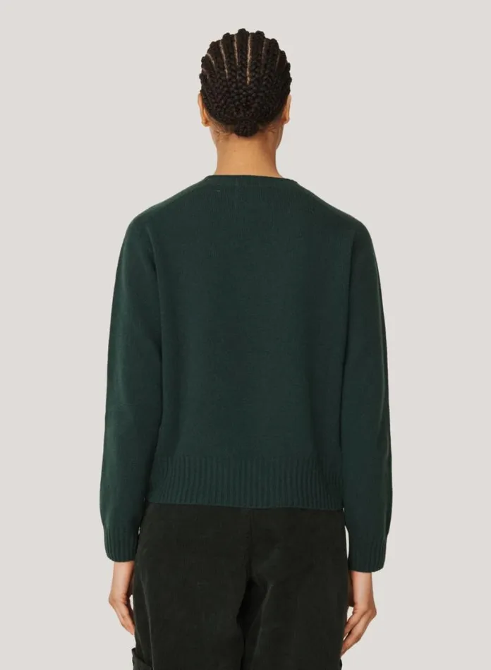 YMC Jets Crew Neck Jumper Dark Green Womens Knitwear