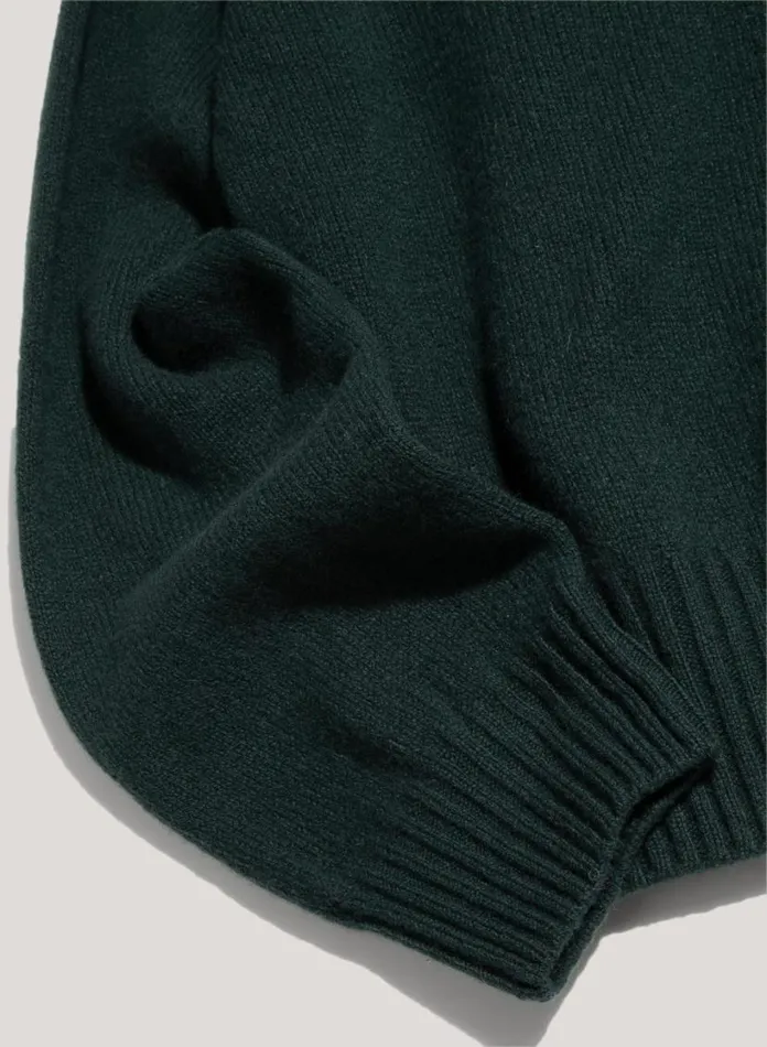 YMC Jets Crew Neck Jumper Dark Green Womens Knitwear