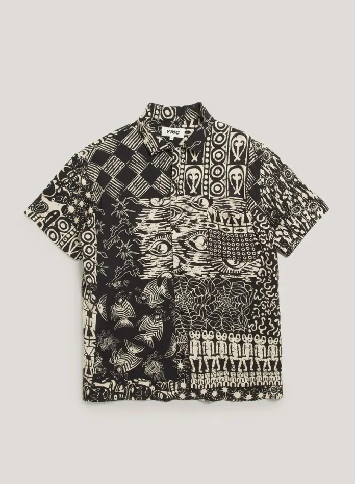 YMC Malick Shirt Black Multi Mens Shirts