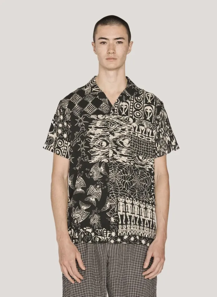 YMC Malick Shirt Black Multi Mens Shirts