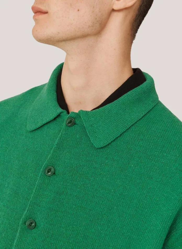 YMC Rat Pack Cardigan Green Mens Knitwear