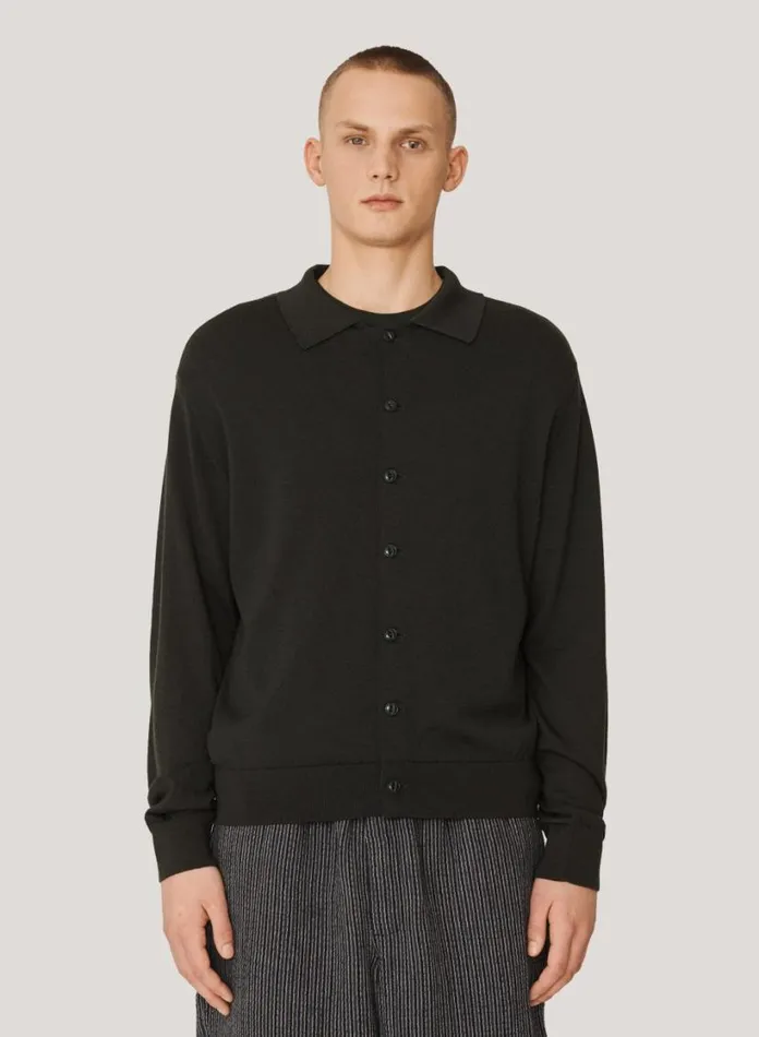 YMC Ratpack Merino Wool Cardigan Green Mens Knitwear