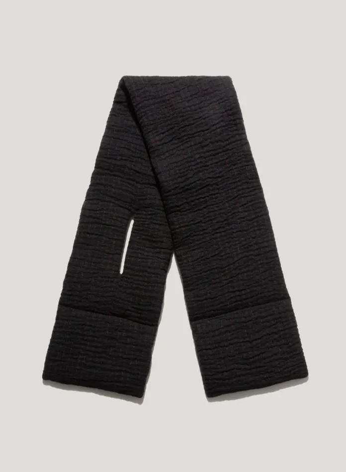 YMC Textured Slot Scarf Black Mens Scarves