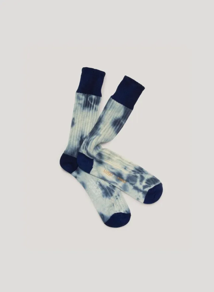 YMC Tie Dye Sock Blue Mens Socks