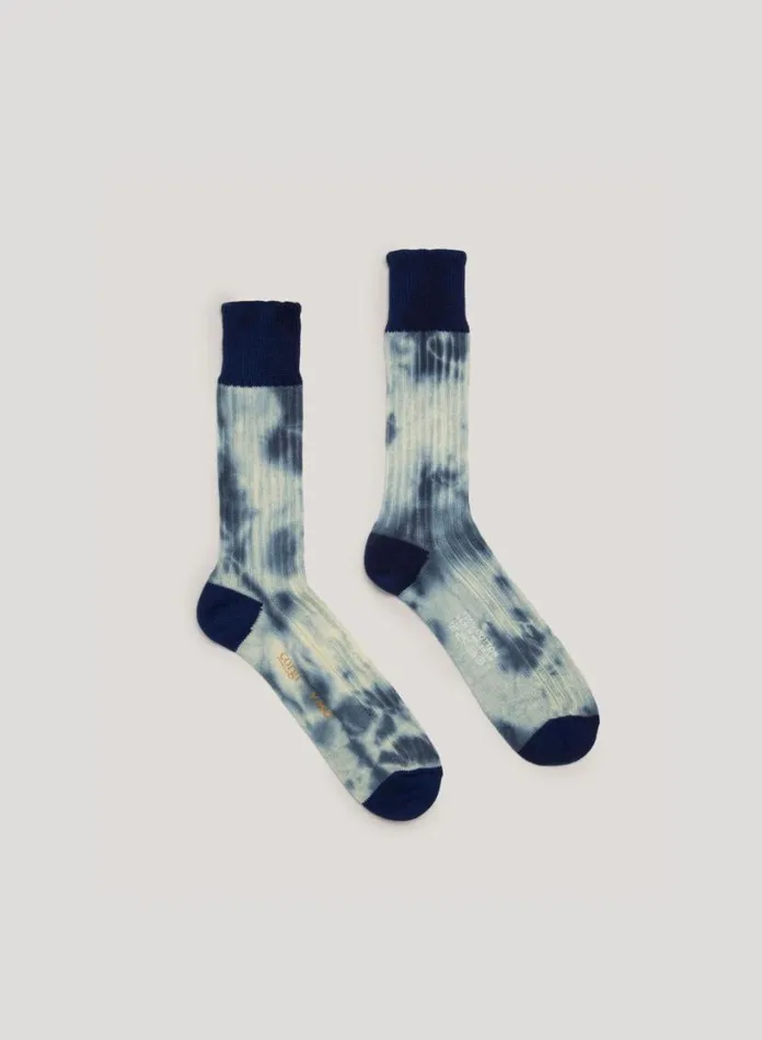 YMC Tie Dye Sock Blue Mens Socks