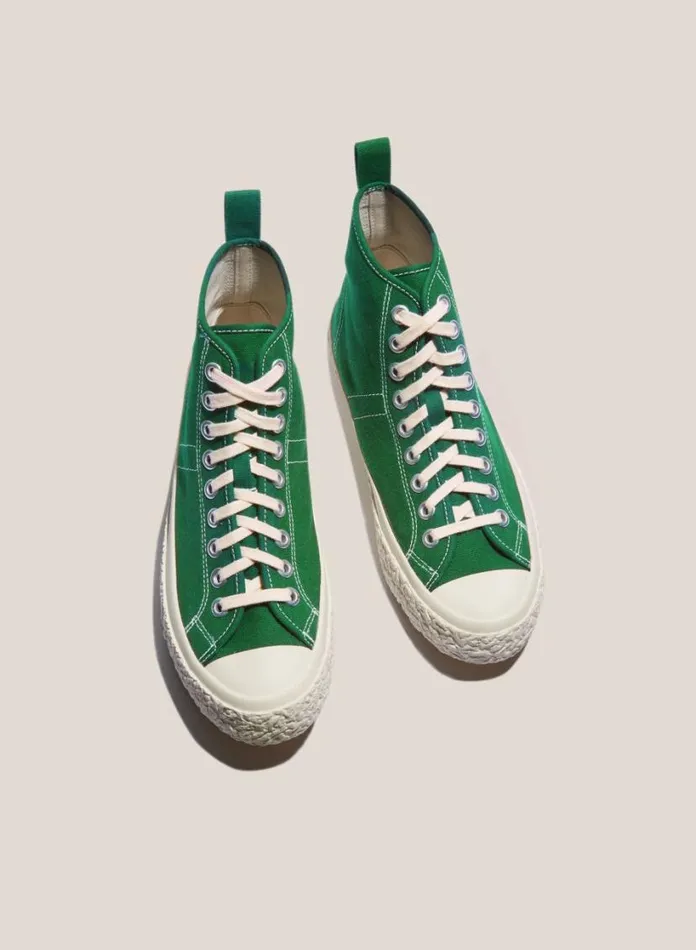 YMC Vulcanised High Top Sneakers Green Womens Footwear