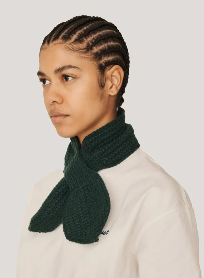 YMC Wool Slot Scarf Green MensWomens Scarves