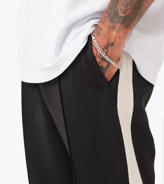 Zanerobe Pants Men Stitched Football Trackpant Black