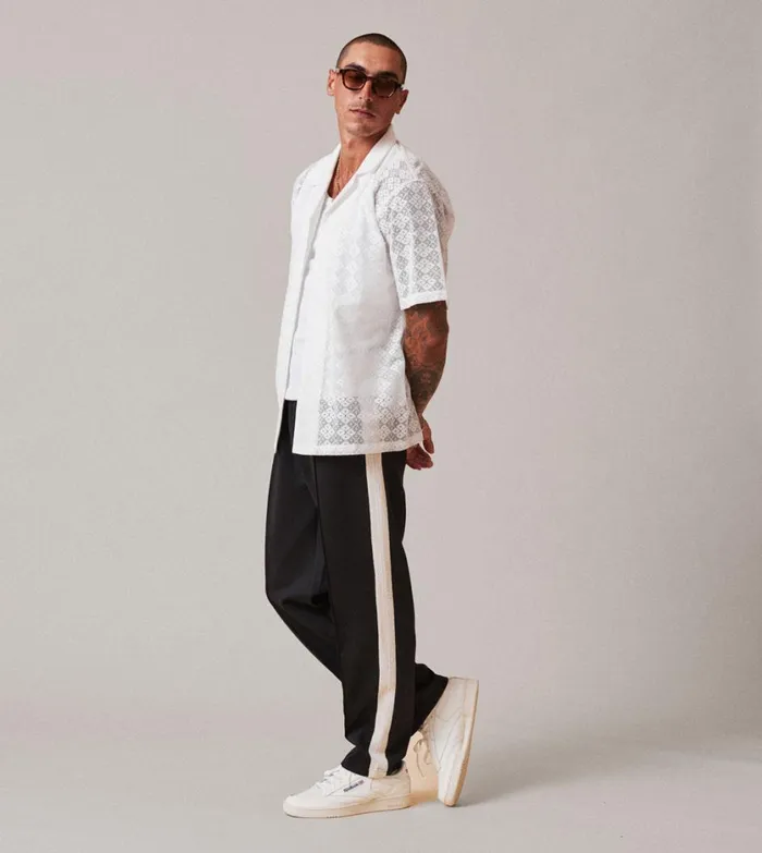 Zanerobe Pants Men Stitched Football Trackpant Black
