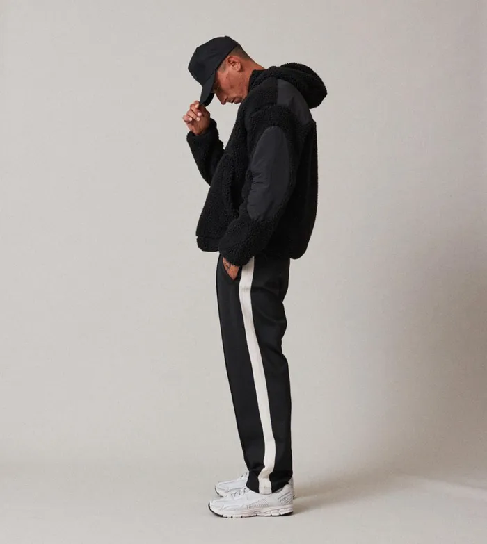 Zanerobe Pants Men Stitched Football Trackpant Black