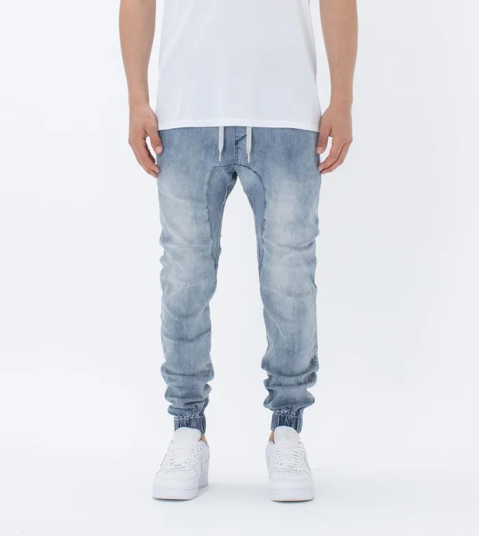 Zanerobe Pants Men Sureshot Denim Jogger Mid Blue